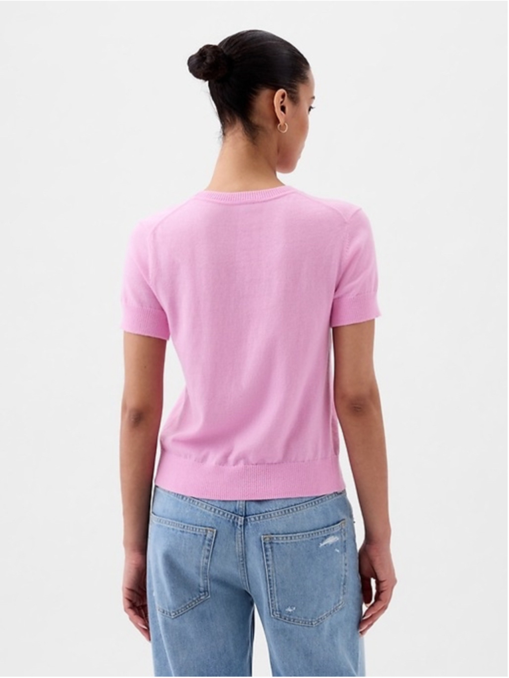 Gap Lightweight Short Sleeve Sweater – Sugar Pink – Size Small - Picture 2 of 11